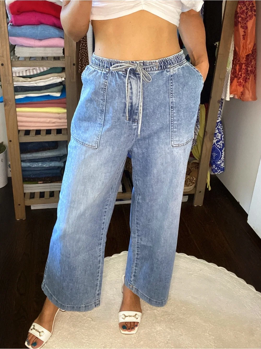 OAT New York Cloud Luxe Denim Wide-Leg High Rise Cropped Jeans! 👖